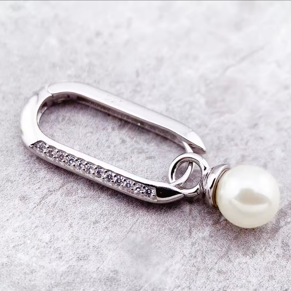 Elegant Silver and Pearl Drop Earrings - Picture 4 of 7